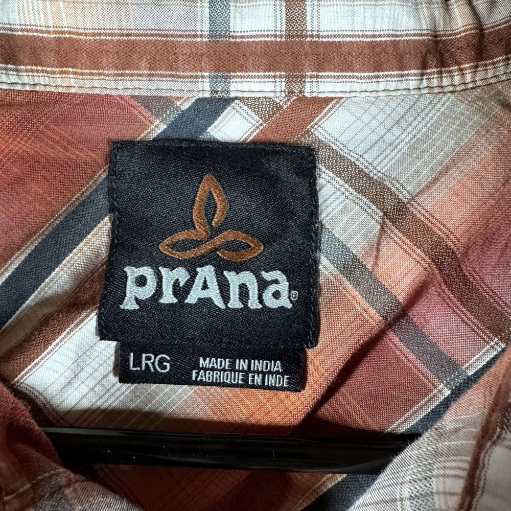 Prana Shirt Shirt Mens Large Plaid Short Sleeve‎ Button Up Casual Outdoor - Picture 4 of 13